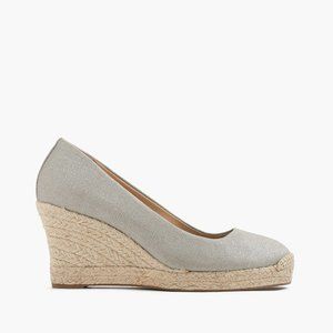 New - 8.5-J.Crew Seville metallic espadrille wedges -Metallic Silver